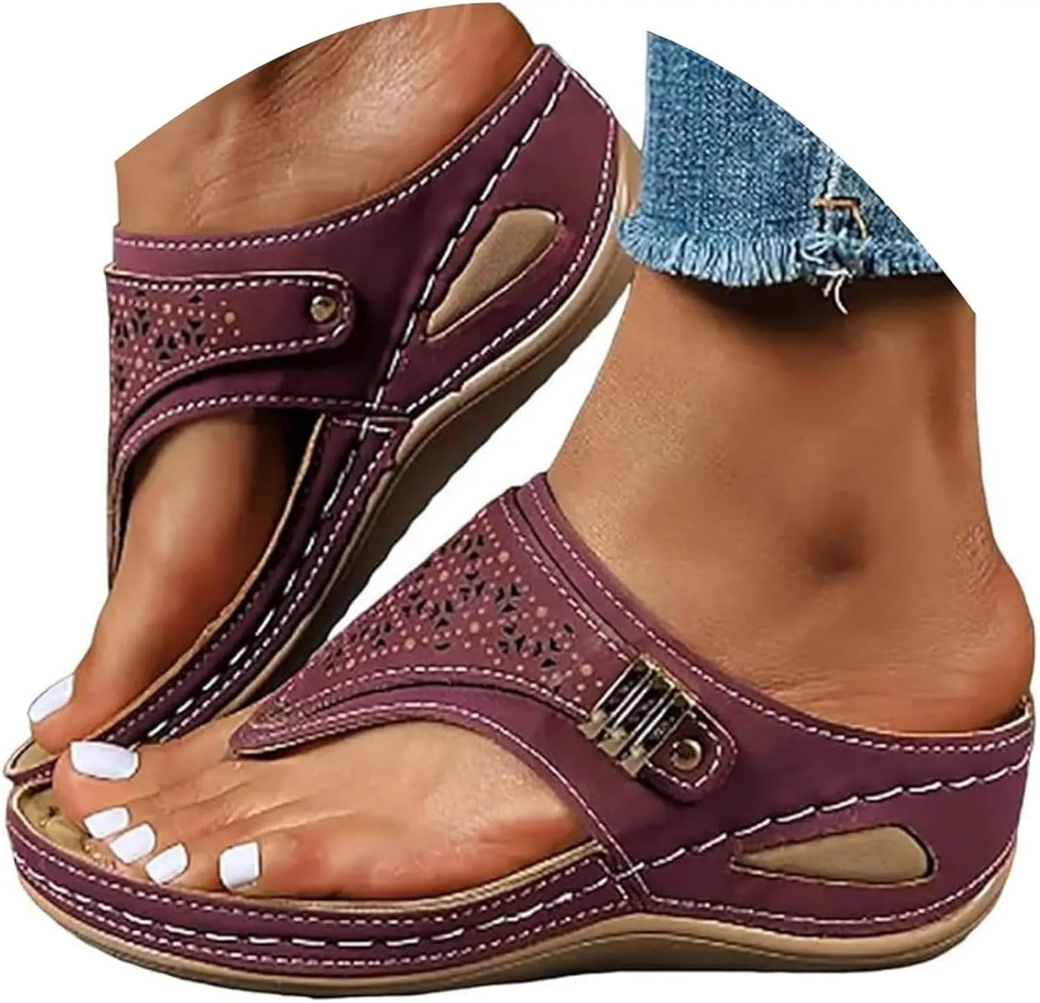 Orthopedic Sandals for Women Dressy Summer 2025, Womens Comfortable Sandal Arch Support Wedges Non Slip Flip Flops Slides