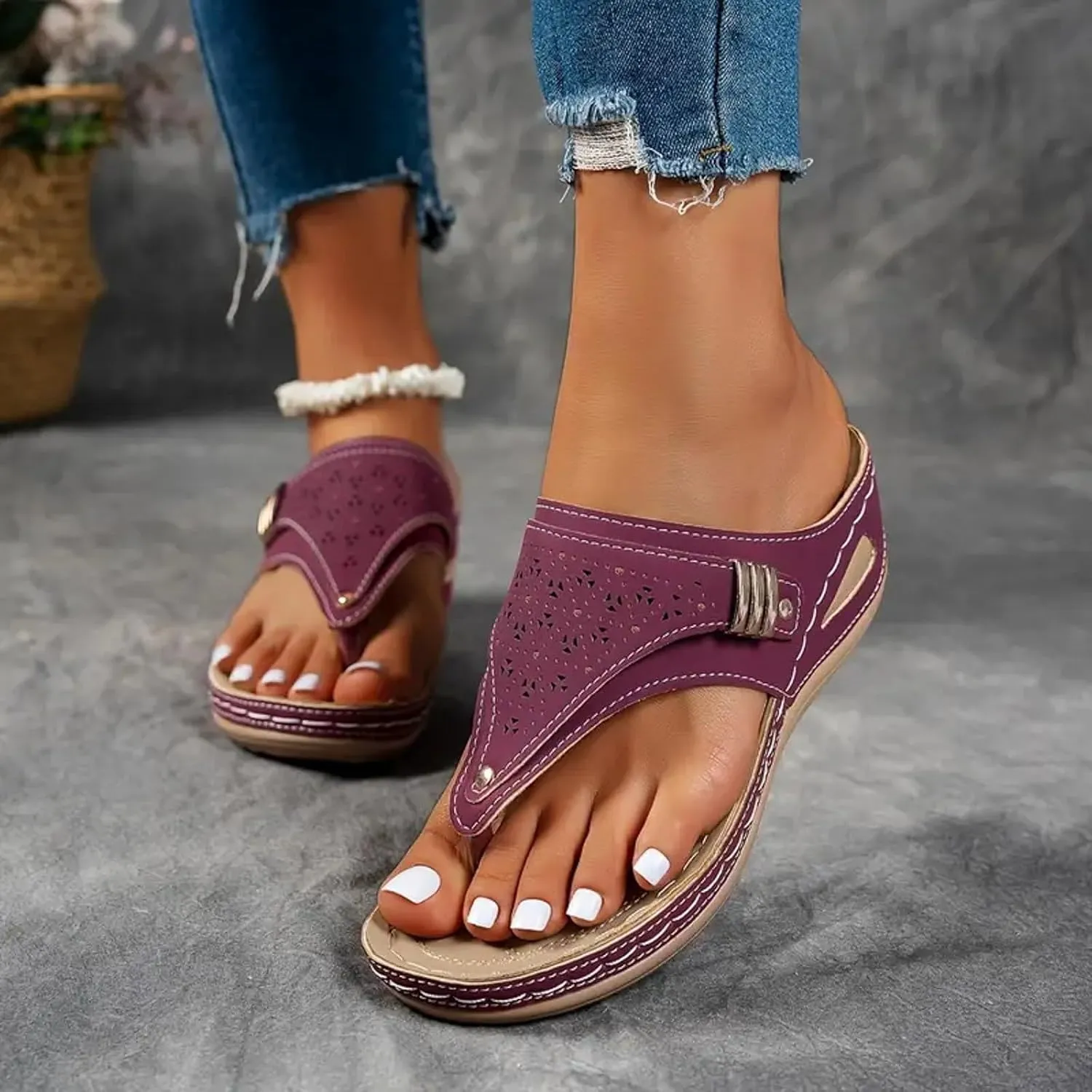 Orthopedic Sandals for Women Dressy Summer 2025, Womens Comfortable Sandal Arch Support Wedges Non Slip Flip Flops Slides