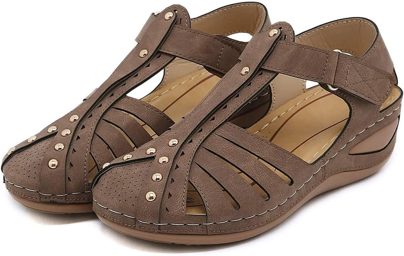Orthopedic Sandals for Women Hollow out Ankle Buckle Strap Gladiator Wedge Sandals Casual Summer Vacation Shoes