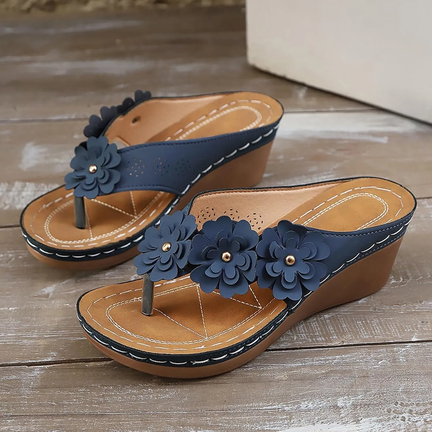 Orthopedic Sandals for Women Summer Dressy Wide Width Flip Flops Comfortable Slip on Slippers Beach Walking Shoes Platform Sandals
