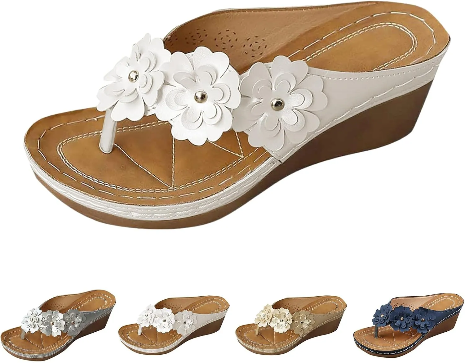 Orthopedic Sandals for Women Summer Dressy Wide Width Flip Flops Comfortable Slip on Slippers Beach Walking Shoes Platform Sandals