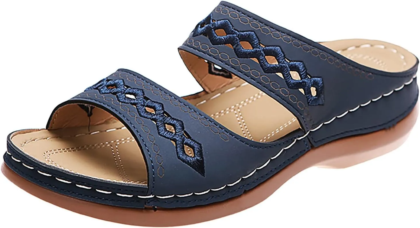 Orthopedic Sandals Womens Walking Slippers with Arch Support Anti-Slip Breathable Sandal Open Toe Wedge Sandals