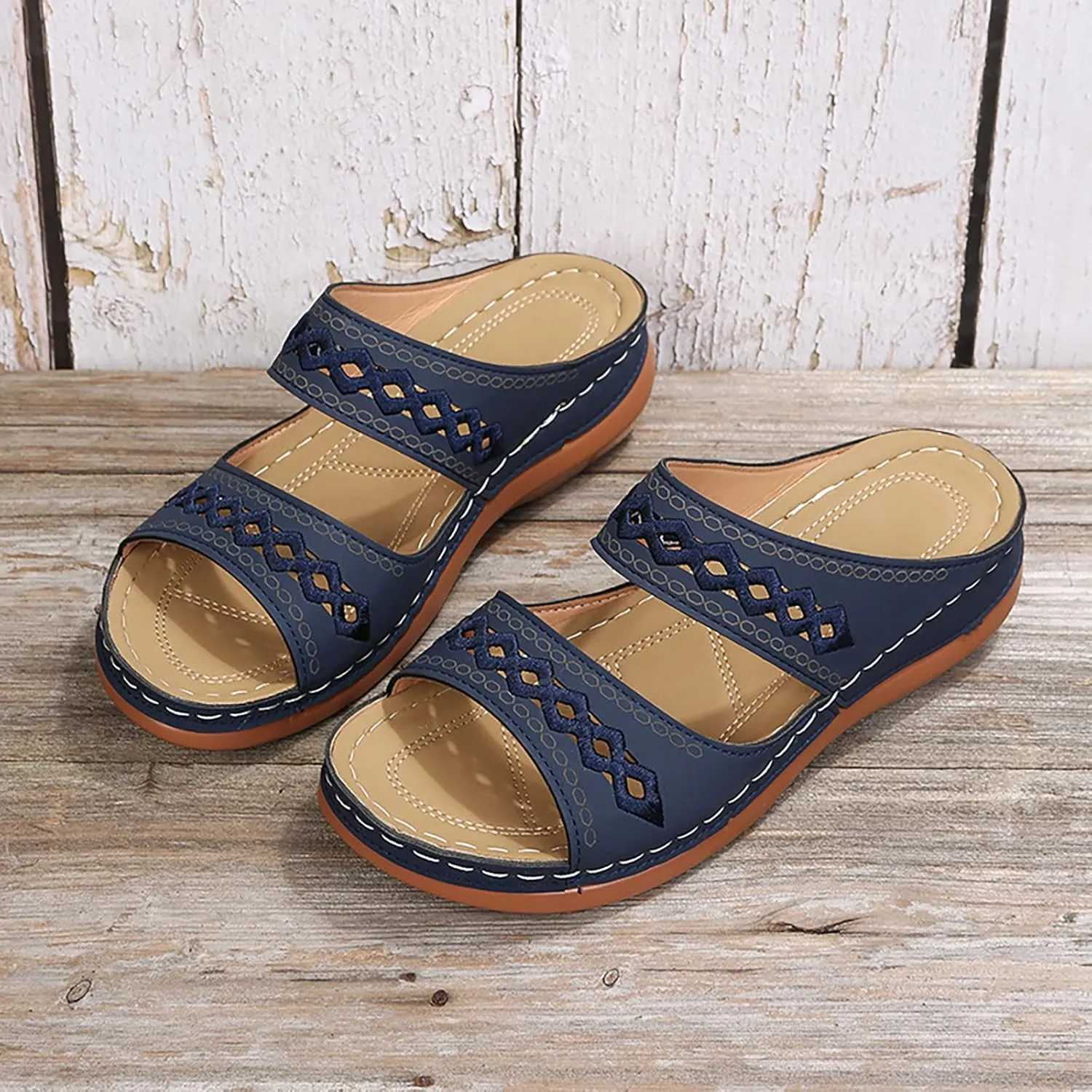 Orthopedic Sandals Womens Walking Slippers with Arch Support Anti-Slip Breathable Sandal Open Toe Wedge Sandals