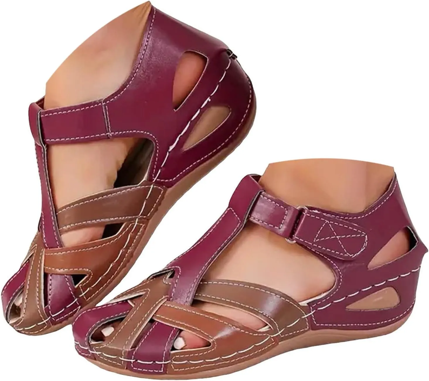 Orthopedic Wedge Sandals for Women Summer Dressy 2025 New Closed Toe Breathable Sandal with Arch Support Shoes Low Wedges Comfortable Walking Flat Beach Sandals