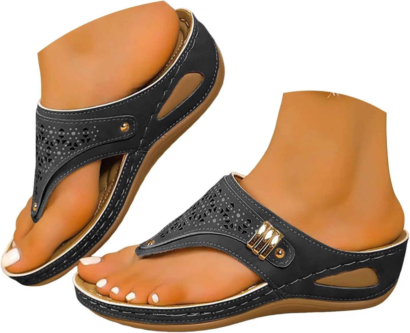 Orthopedic Wedge Sandals for Women Summer Dressy 2025 New Comfortable Arch Support Wedge Sandal Non Slip Flip Flops Shoes Casual Breathable Open Toe Mesh Hollow Sports Beach Sandals