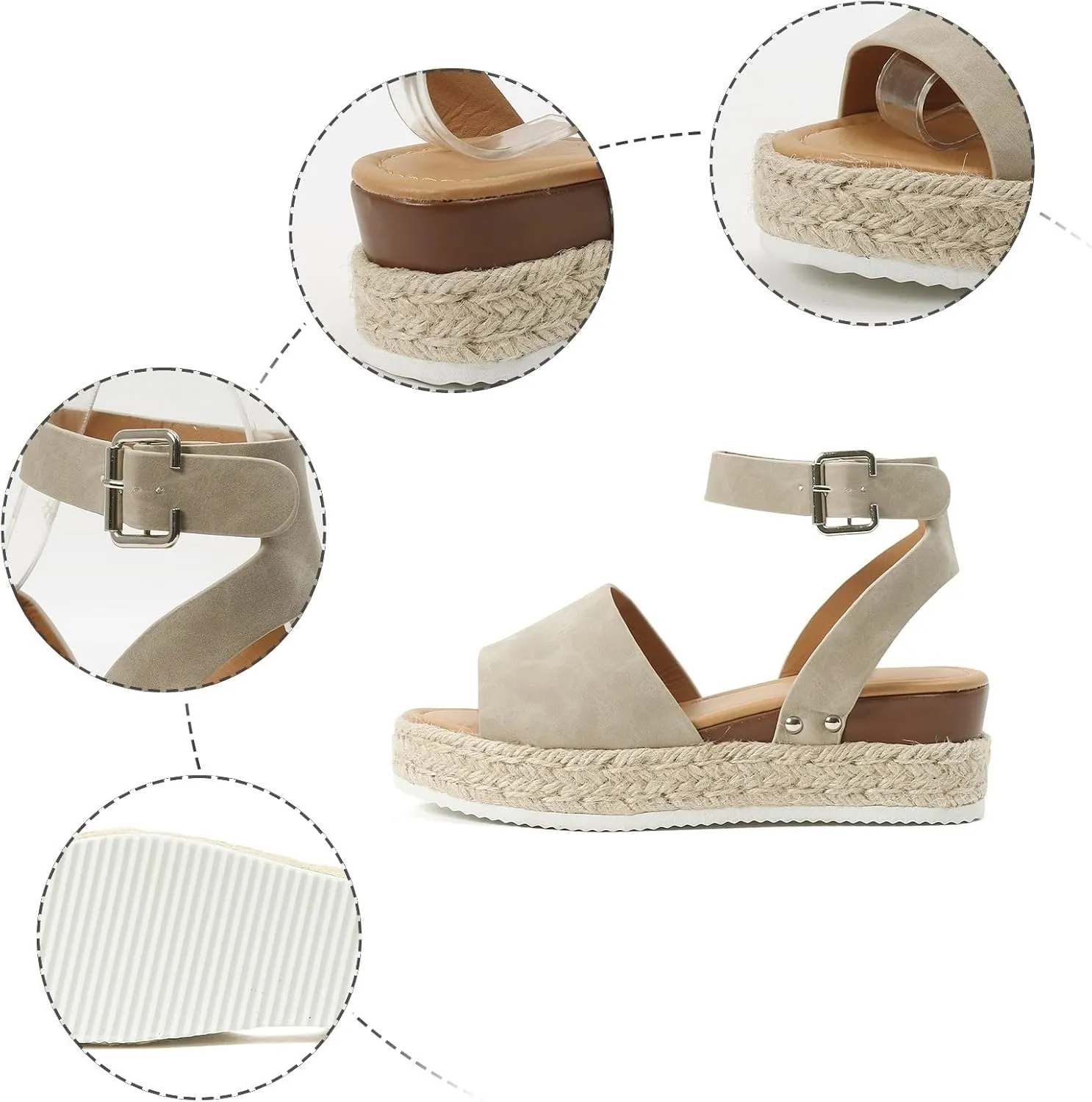 Orthopedic Wedge Sandals for Women Summer Dressy 2025 Open Toe Buckle Ankle Strap Espadrilles Flatform Sandal Women's Platform Wedges Comfortable Casual Shoes