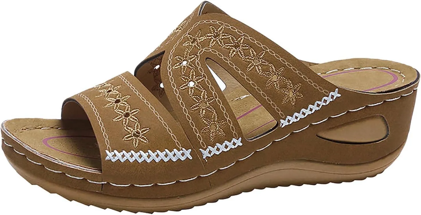 Orthopedic Wedge Sandals for Women Summer Dressy 2025 Womens Arch Support Slippers for Office Espadrilles Orthotic Flat Open Toe Platform Sandal Casual Flip Flops Shoes