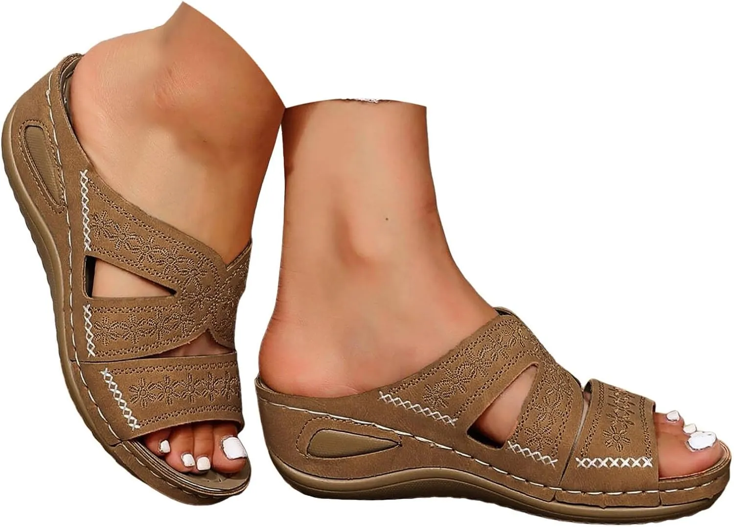 Orthopedic Wedge Sandals for Women Summer Dressy 2025 Womens Arch Support Slippers for Office Espadrilles Orthotic Flat Open Toe Platform Sandal Casual Flip Flops Shoes