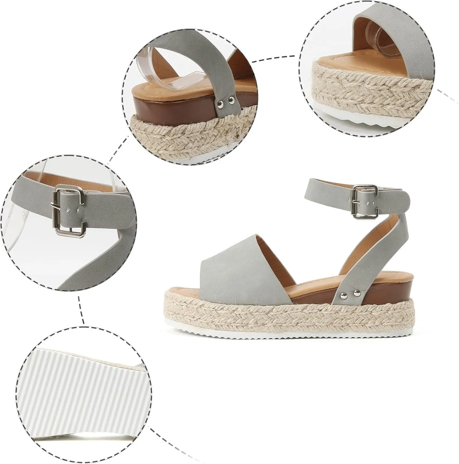 Orthopedic Wedge Sandals for Women Summer Dressy 2025 Women's Pretty Buckle Ankle Sandal Casual Open Strap Wedge Arch Support Sandals for Boho Vacation Party