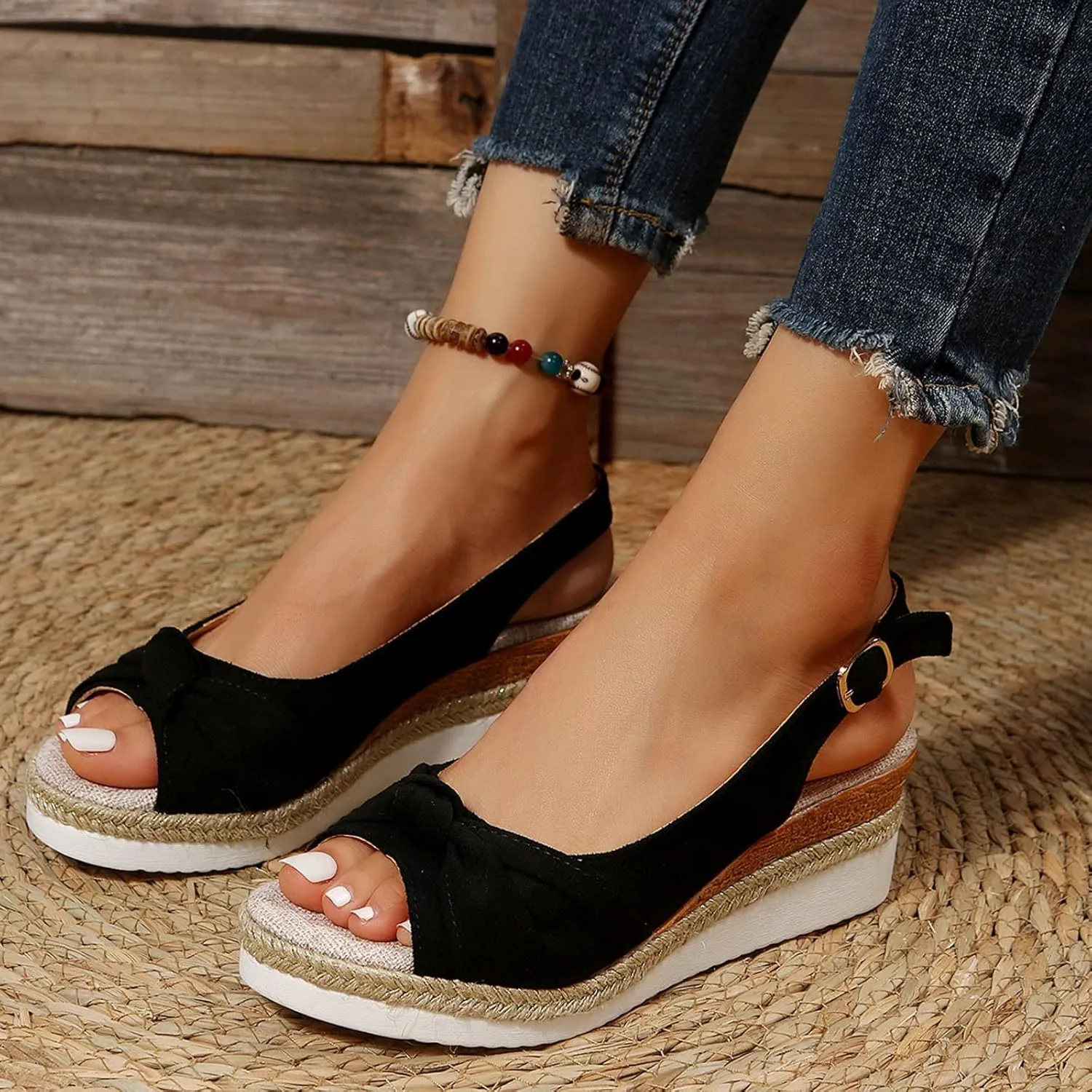 Orthopedic Wedge Sandals for Women Summer Dressy 2025 Womens Walking Arch Support Wedge Sandal Open Toe Ankle Strap Platform Beach Casual Slip on Sandals Beach Dress Comfortable Shoes
