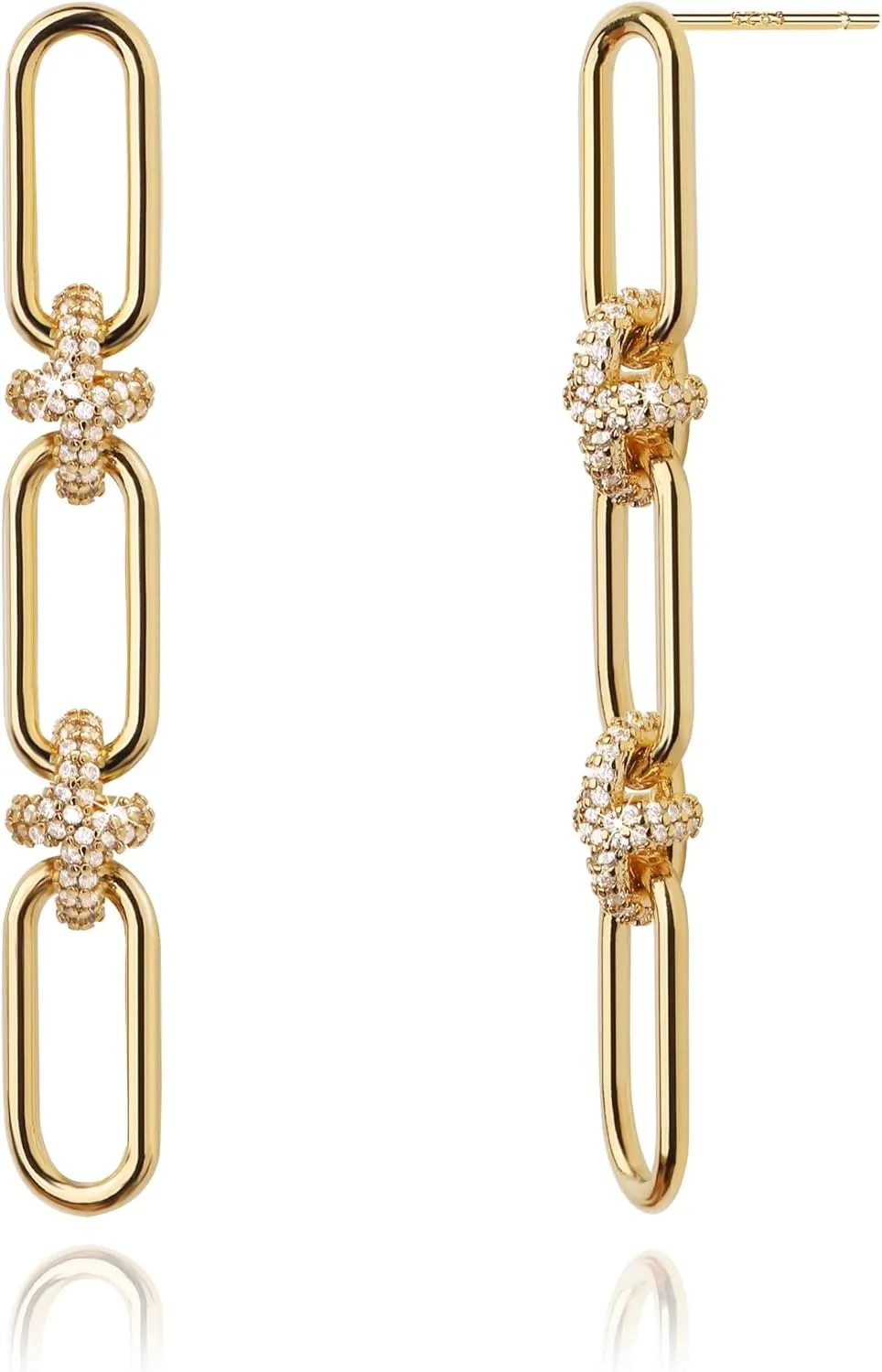 OZEL 14K Gold & Silver Plated Paperclip Chain Earrings with Cubic Zirconia  Dangle, Hoop, Huggie, Stud Styles  Womens Fashion Jewelry Gift
