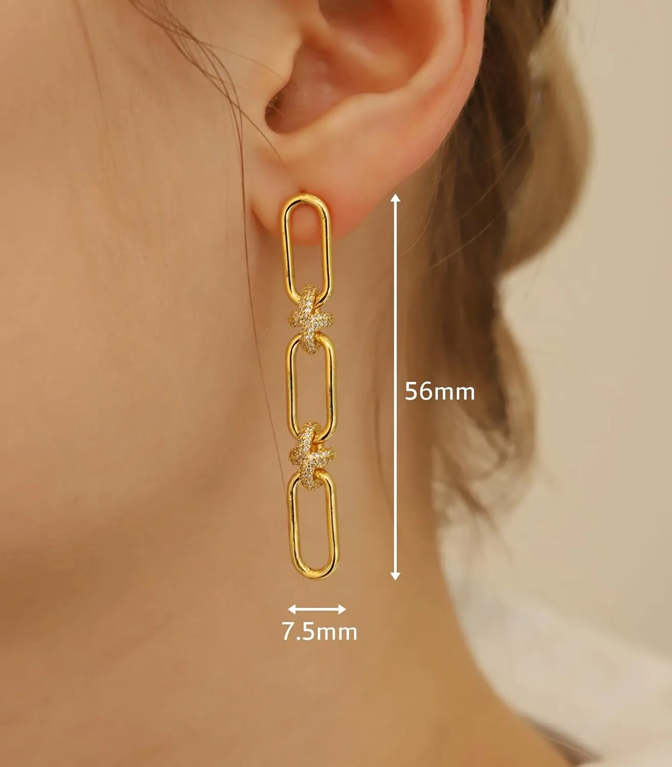 OZEL 14K Gold & Silver Plated Paperclip Chain Earrings with Cubic Zirconia  Dangle, Hoop, Huggie, Stud Styles  Womens Fashion Jewelry Gift