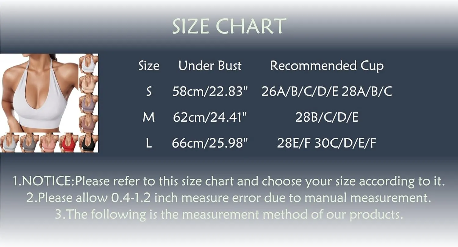 Padded Sports Bras for Women Halter Backless Push Up Deep V Sexy Adjustable Running Workout Gym Yoga Bra Supportive Bralettes