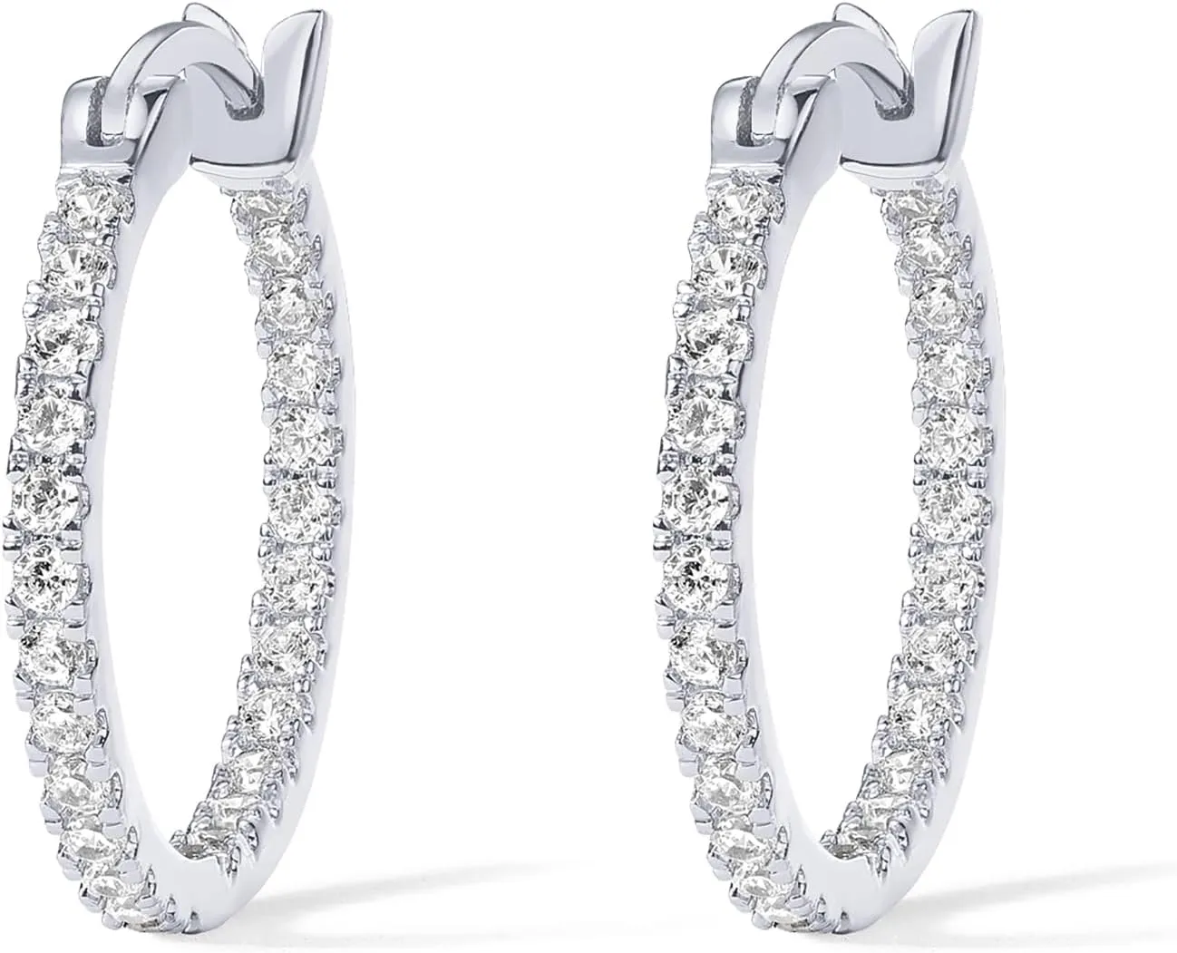 PAVOI 14K Gold Plated 925 Sterling Silver Post Cubic Zirconia Hoop Earrings 30/15mm