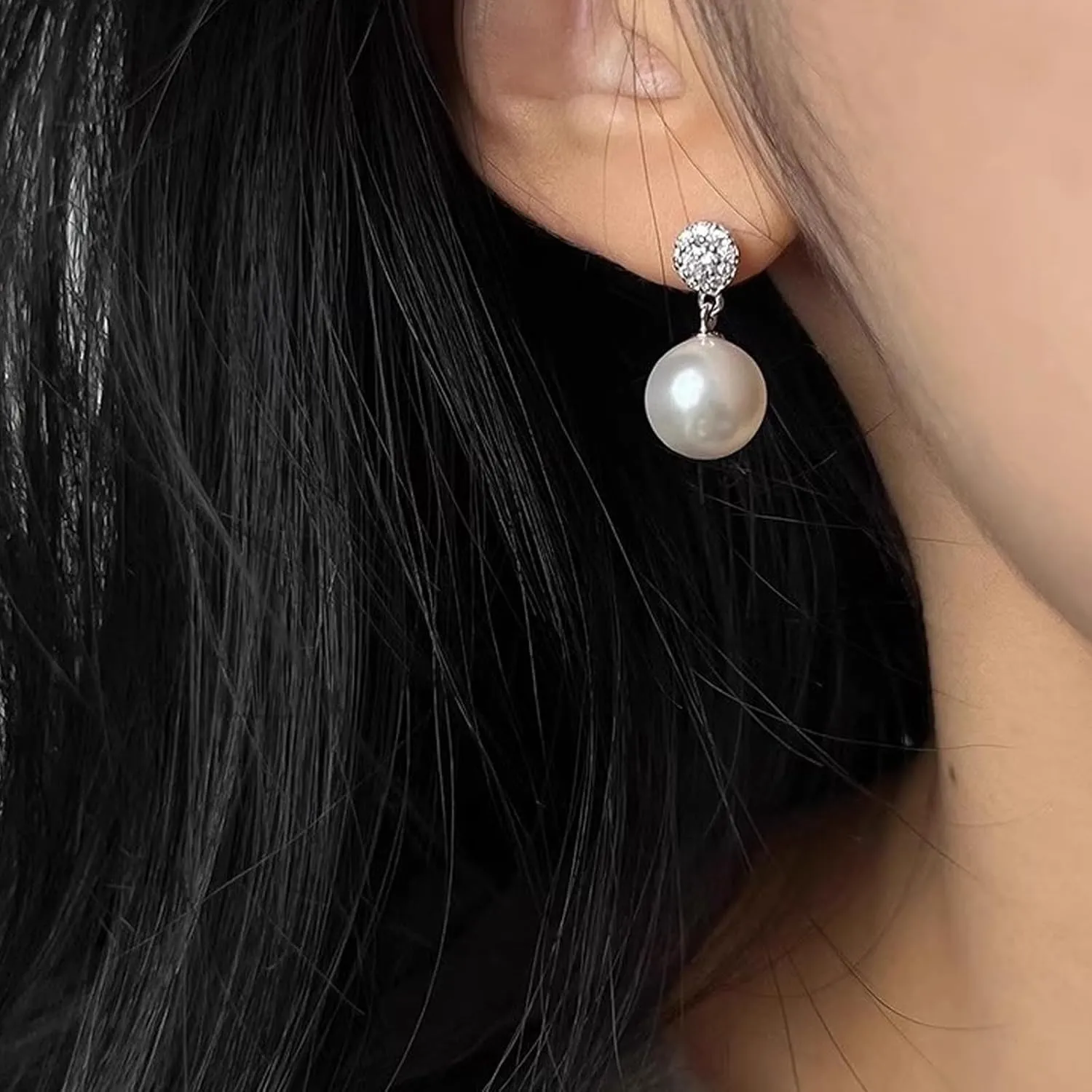 Pearl Clip On Earrings for Women Silver Rhinestones Clip On Earrings Non Pierced Earrings for Women Wedding Gifts for Brides Bridesmaid Prom Jewelry Birthday Gift for Her