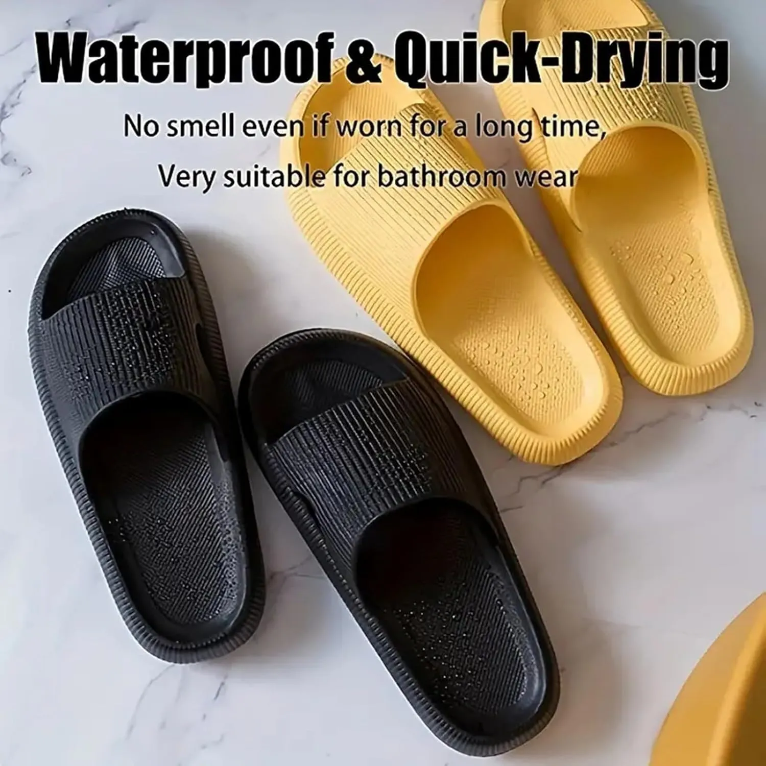 Pillow Slippers for Women and Men, Cloud Slides Shower Sandals House Shoes, Lightweight, Thick Sole, Non-Slip, Easy to Clean Beach Shoes Indoor Bathroom Sandals, Ultimate Comfort