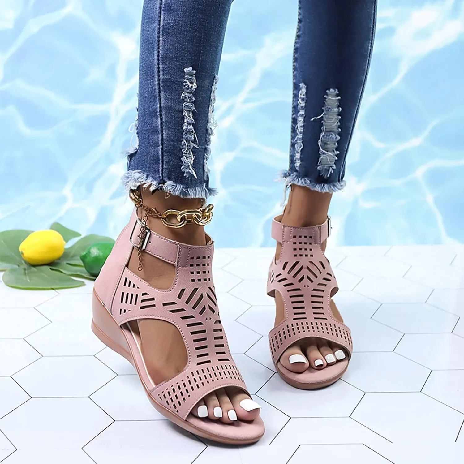 Platform Sandals Sandal Slip on Wedge Sandal Comfortable Wedge Shoes Shoes for Women Dressy Casual Womens Summer Open Toe Wedges Sandals Wide for Women Wide Width Womens Walking Comfortable