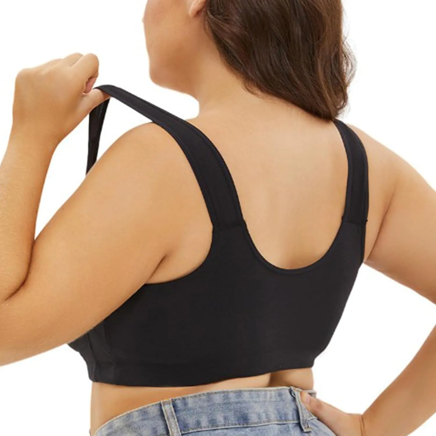 Plus Size Bras for Women Front-Closure Double Support Bras No Underwire Soft Underarm-Smoothing Flex Fit Underwear