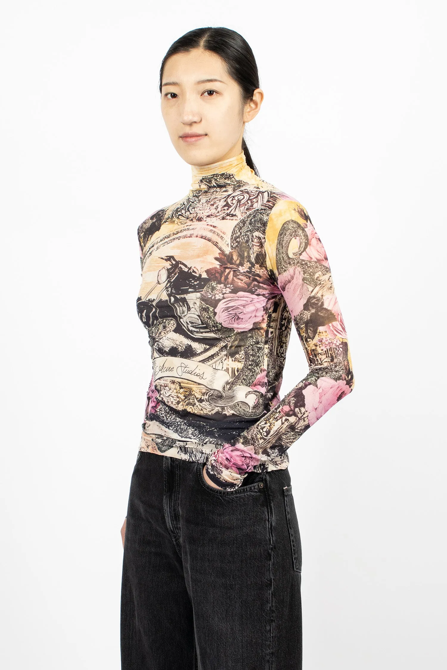Printed Seamless T-Shirt Pink Multi