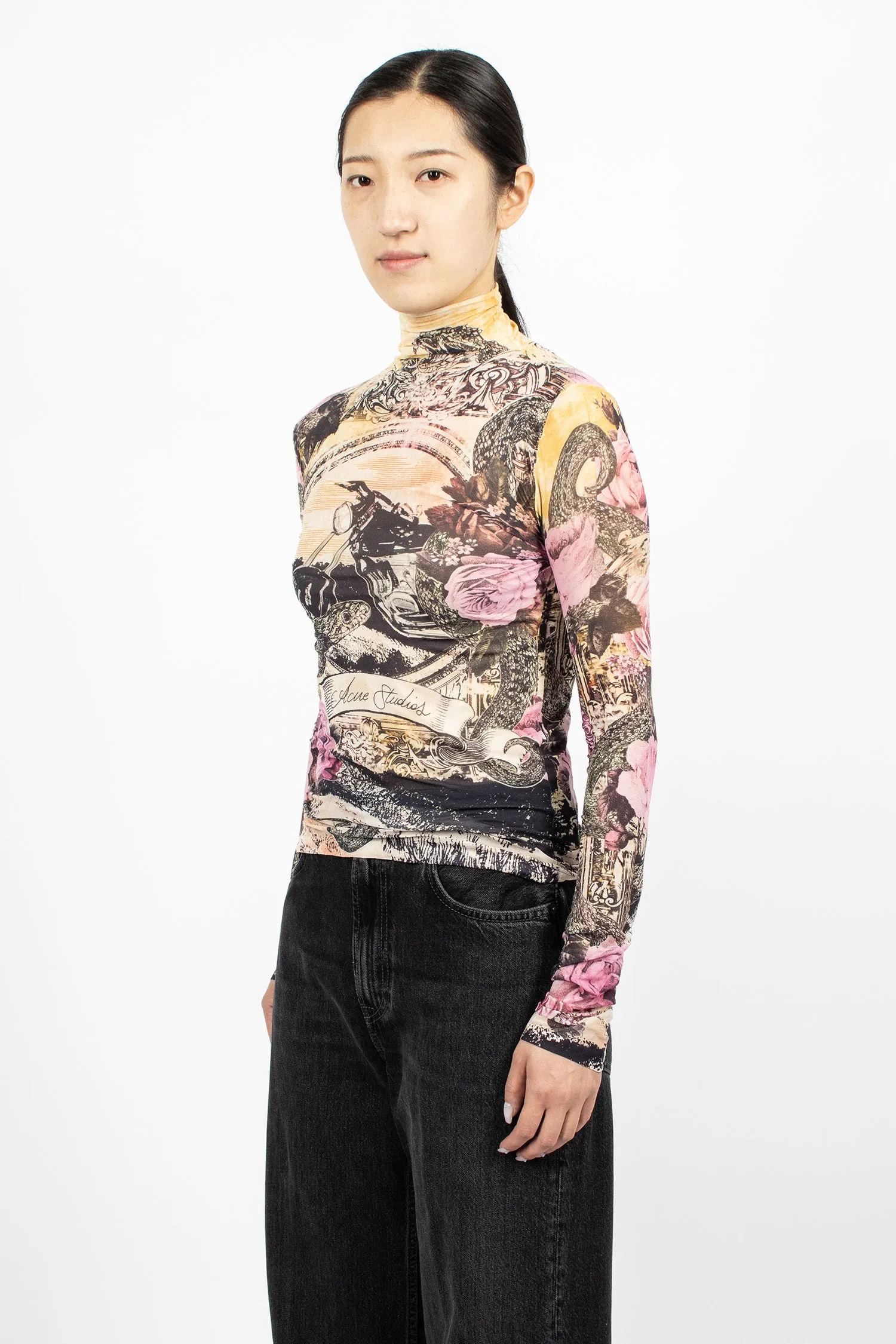 Printed Seamless T-Shirt Pink Multi