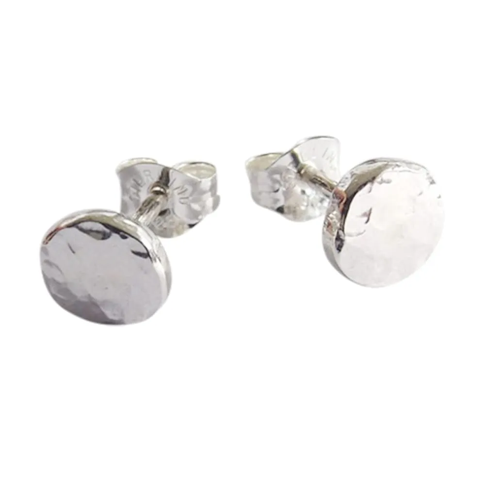 Recycled Silver Circle Earrings, Sterling Earrings, Post Earrings, Faceted Earrings, Disc Earrings, Minimalist Earrings, Post Earrings