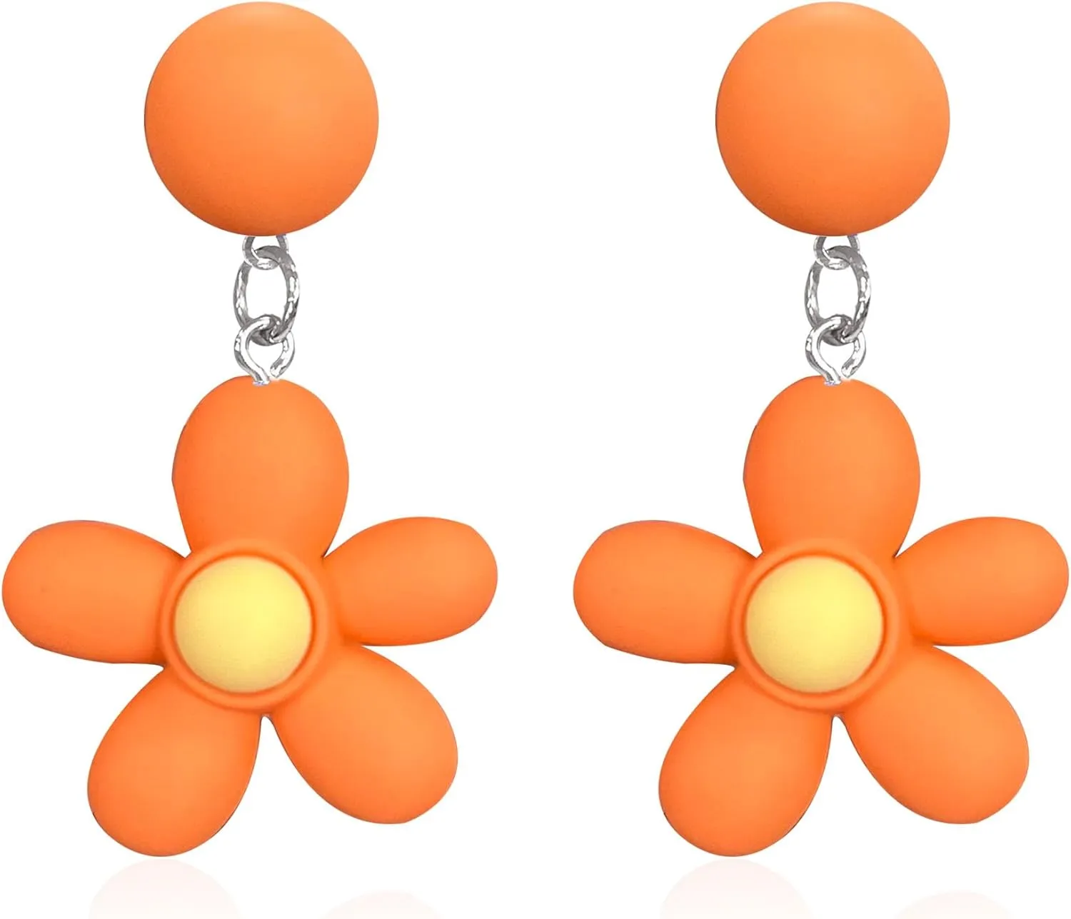 Resin Daisy Flower Stud Earrings Cute Dangle Little Sun Flower Drop Earring for Women Jewelry