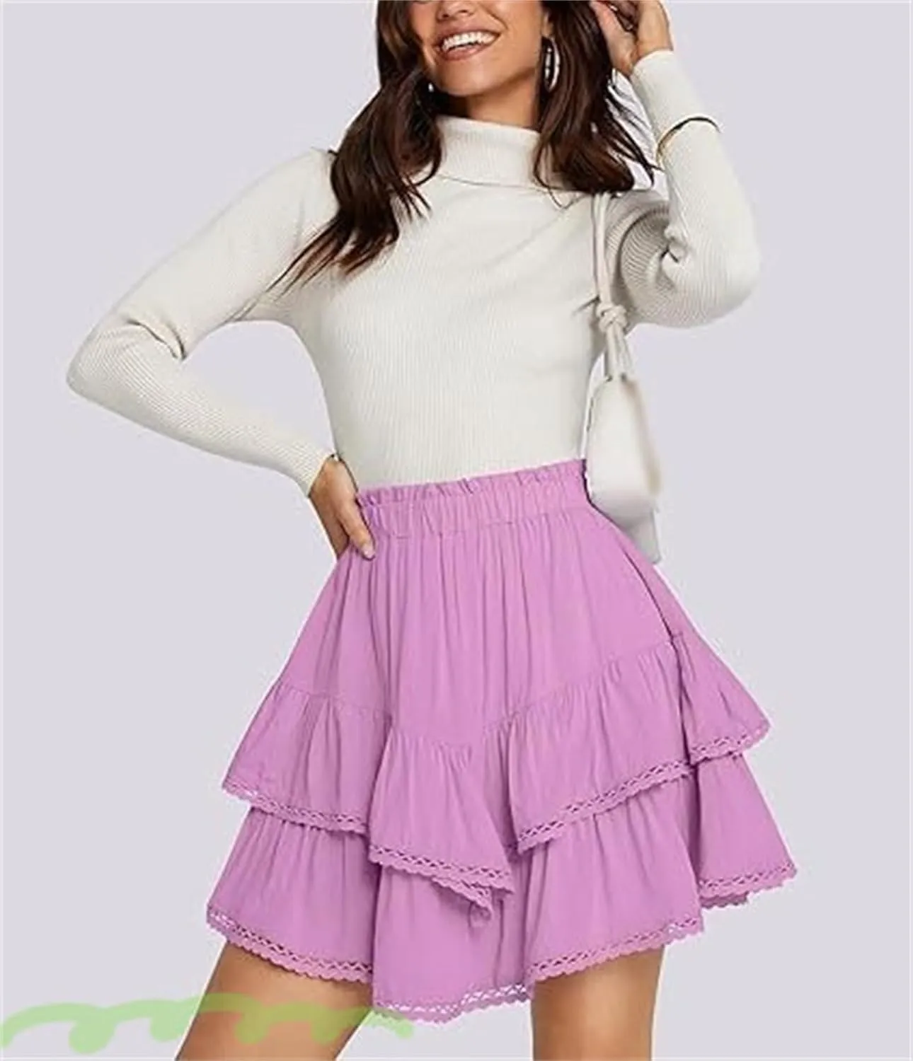 Ruffle Skorts for Woman Boho Tiered Flowy Short Skirt, Casual High Waist Mini Skirts, Ruffle Tiered Skorts, Flowy Skort for