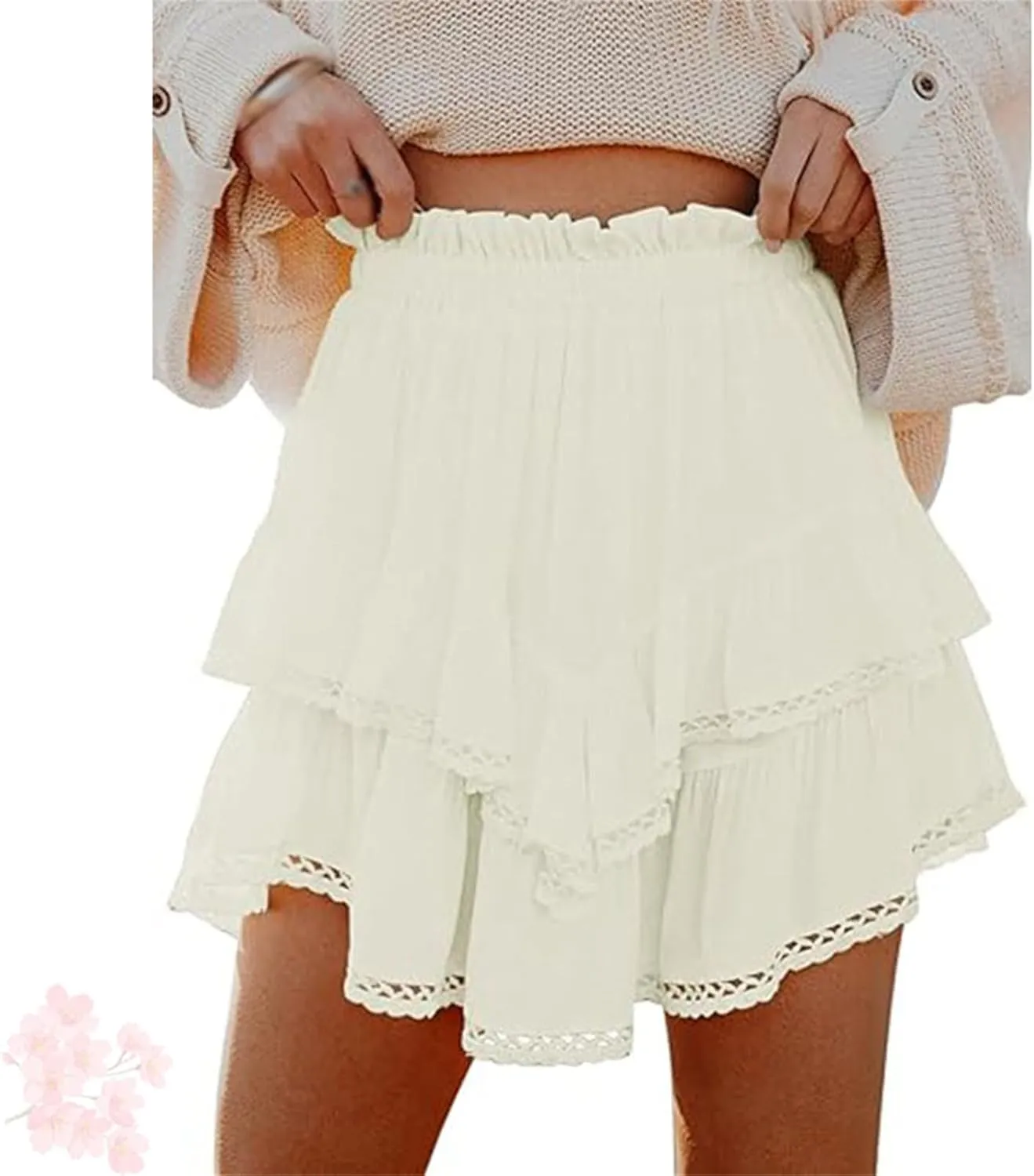 Ruffle Skorts for Woman Boho Tiered Flowy Short Skirt, Casual High Waist Mini Skirts, Ruffle Tiered Skorts, Flowy Skort for