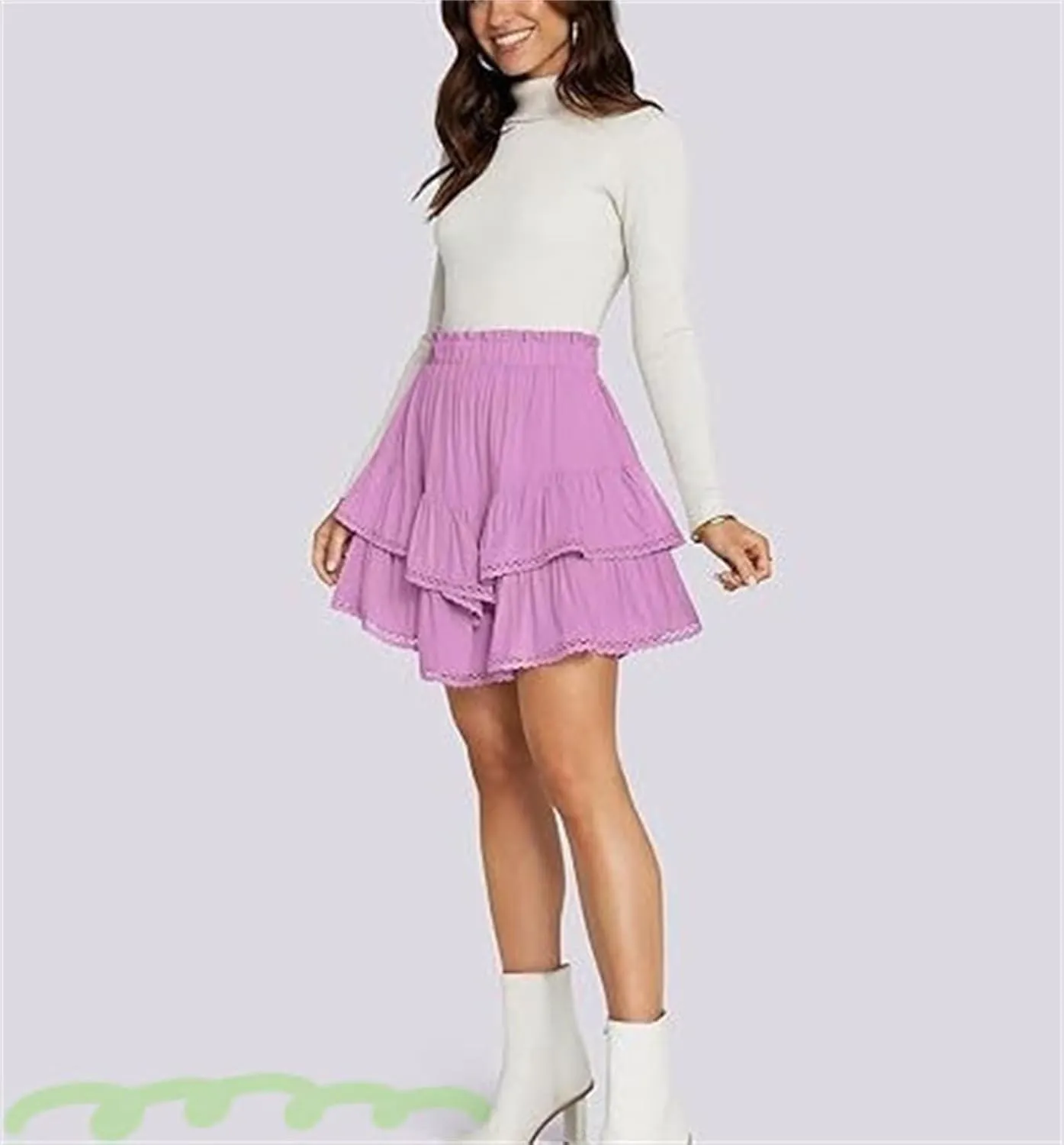 Ruffle Skorts for Woman Boho Tiered Flowy Short Skirt, Casual High Waist Mini Skirts, Ruffle Tiered Skorts, Flowy Skort for