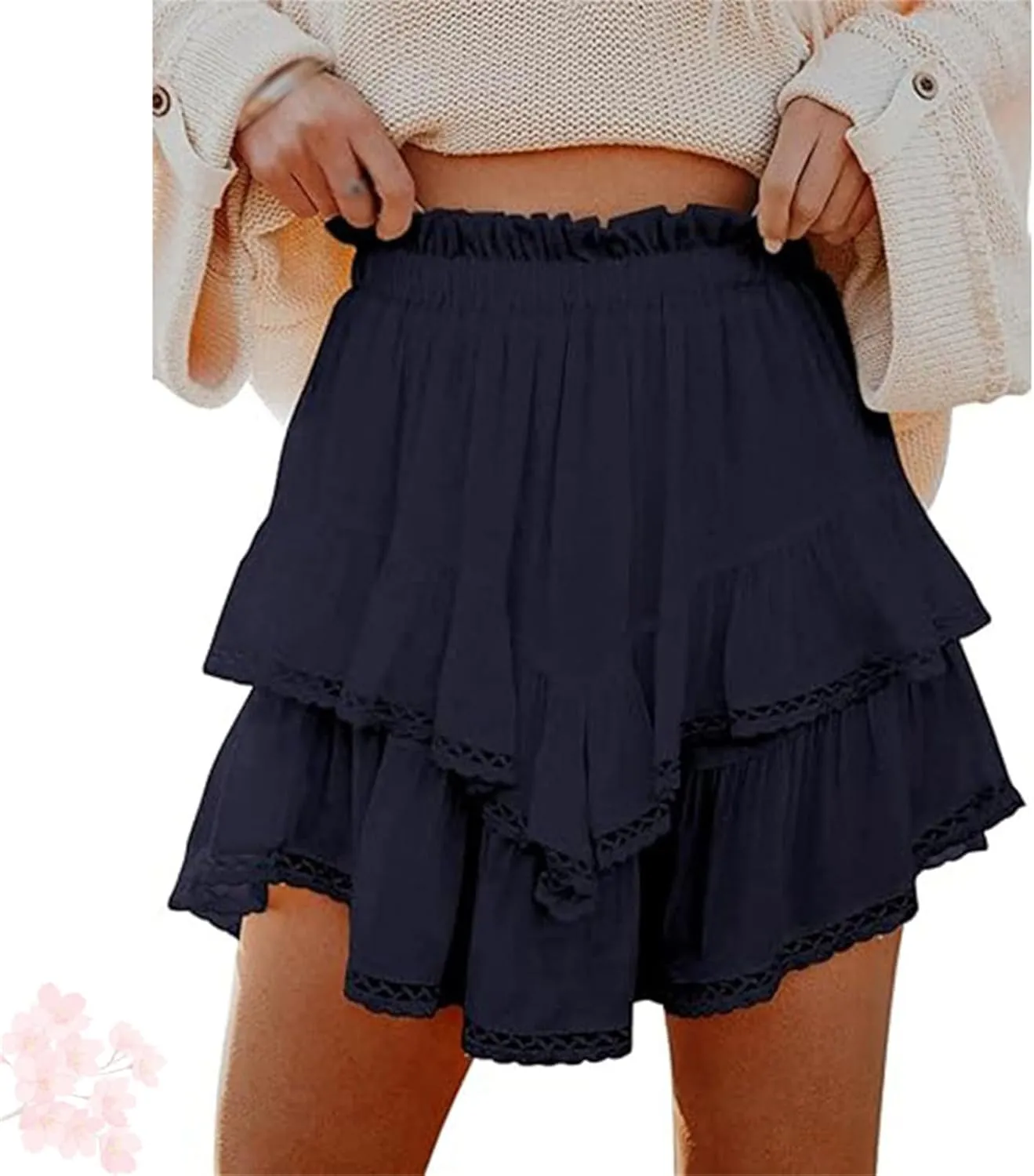 Ruffle Skorts for Woman Boho Tiered Flowy Short Skirt, Casual High Waist Mini Skirts, Ruffle Tiered Skorts, Flowy Skort for