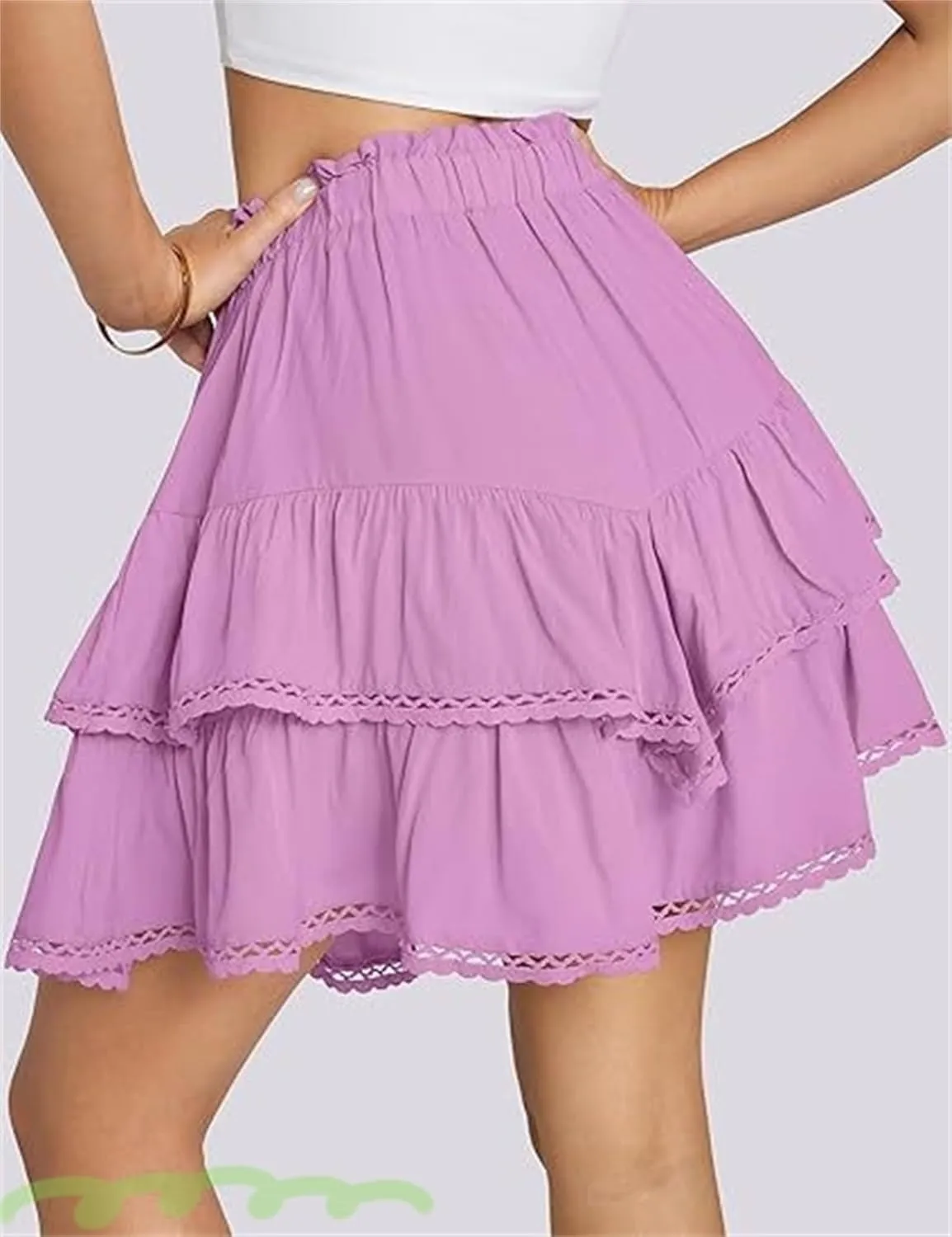 Ruffle Skorts for Woman Boho Tiered Flowy Short Skirt, Casual High Waist Mini Skirts, Ruffle Tiered Skorts, Flowy Skort for