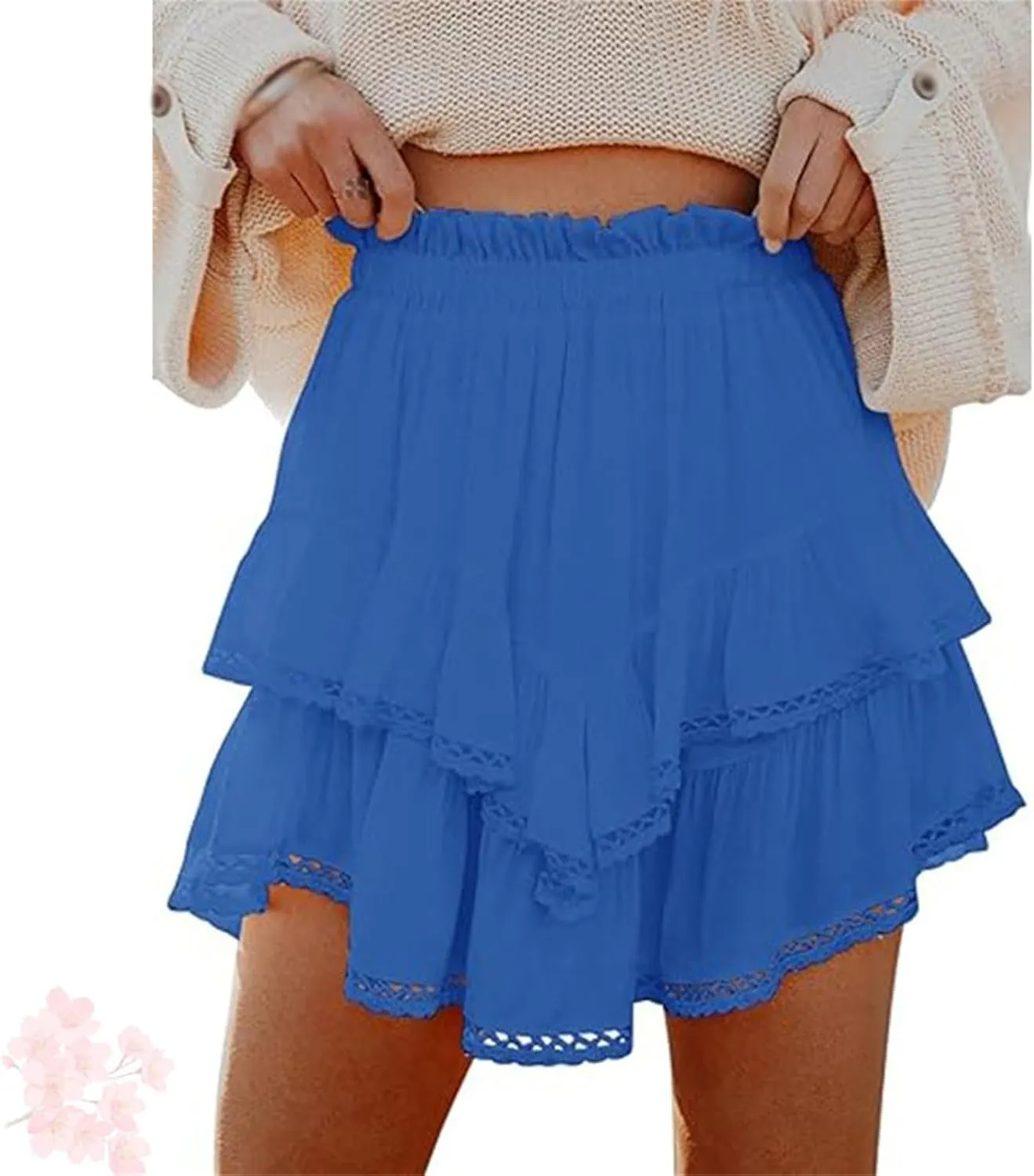 Ruffle Skorts for Woman Boho Tiered Flowy Short Skirt, Casual High Waist Mini Skirts, Ruffle Tiered Skorts, Flowy Skort for