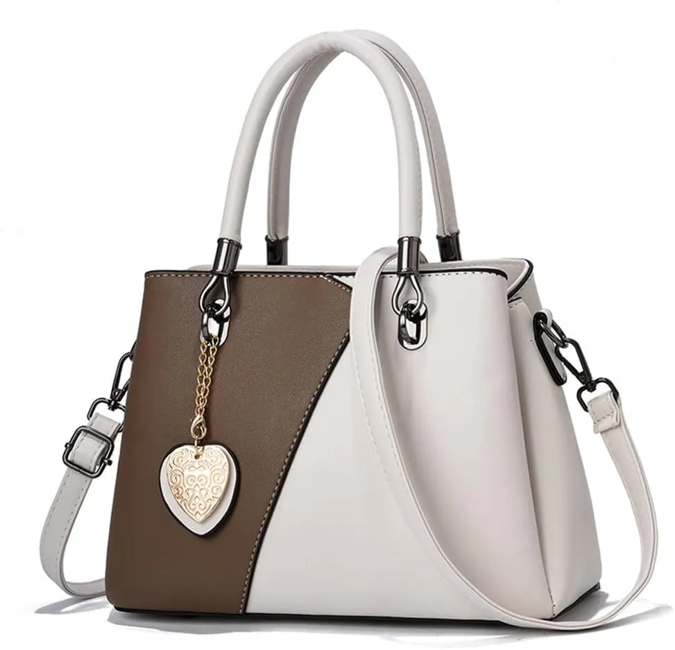 Satchel Handbag for Women Top Handle Crossbody Bag Two Toned Tote Purse Large Ladies Shoulder Bag with Zipper (Black)
