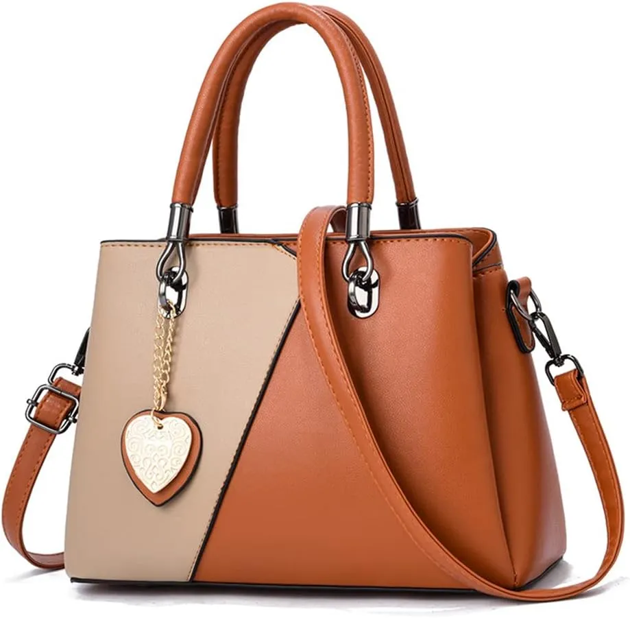 Satchel Handbag for Women Top Handle Crossbody Bag Two Toned Tote Purse Large Ladies Shoulder Bag with Zipper (Black)
