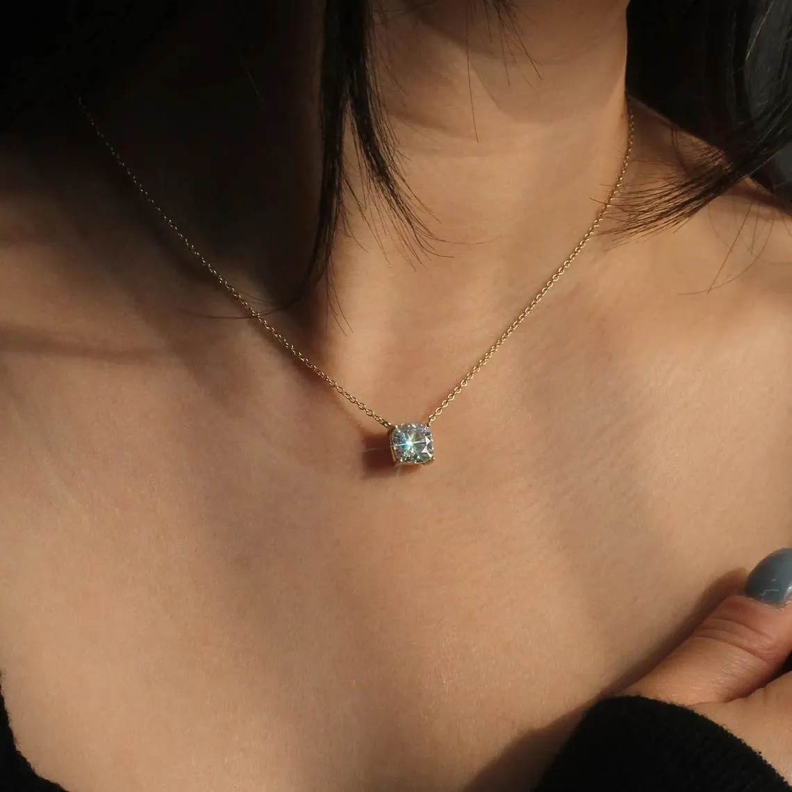 Sdouefos 14K Gold Plated 4 Prong CZ Solitaire Pendant Elegant Dainty Cubic Zirconia Halo Choker Necklaces for Women Brilliance Cubic Zirconia Tennis Pendant Necklace White
