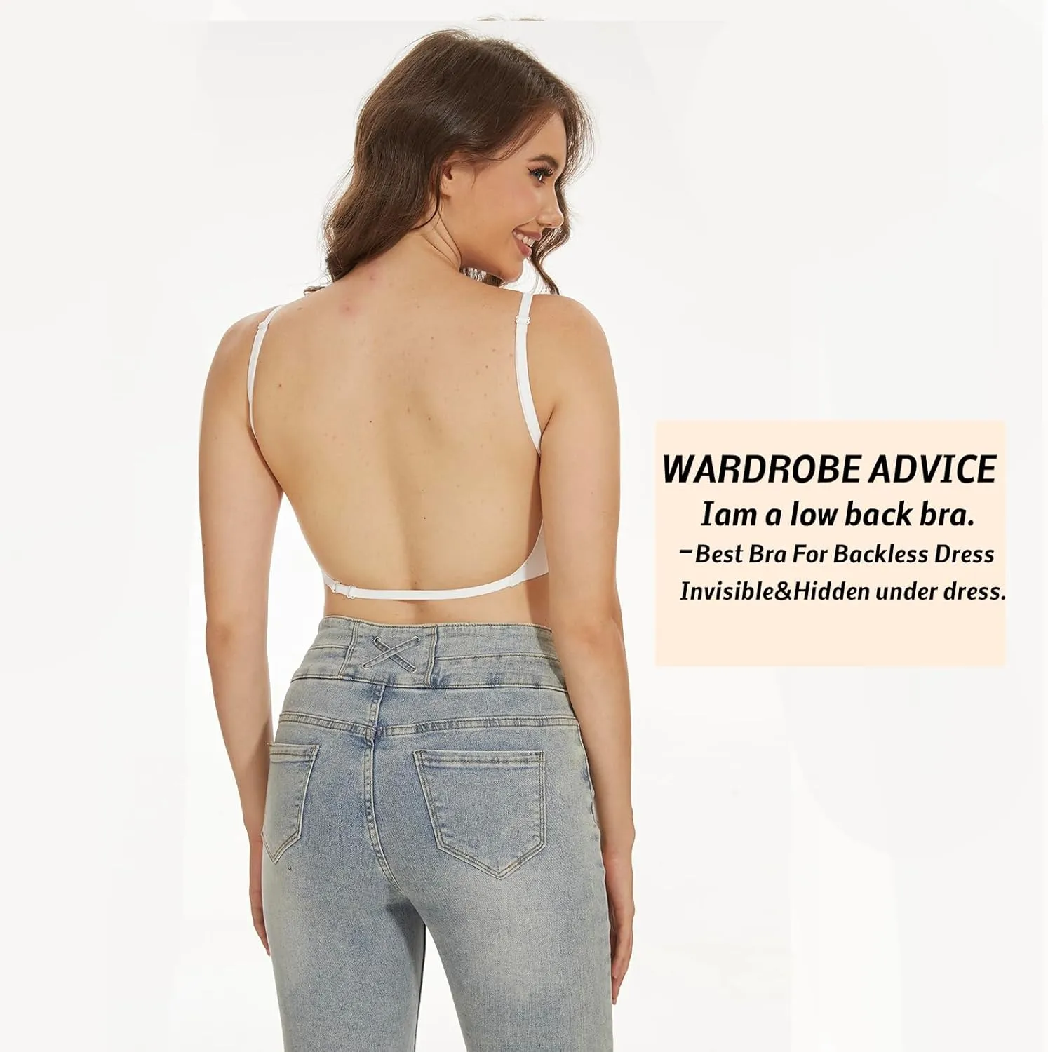 Seamless Low Back Bra,Convertible Multiway Backless Halter Bra with Removeable Padding Wirefree Bralette for Women