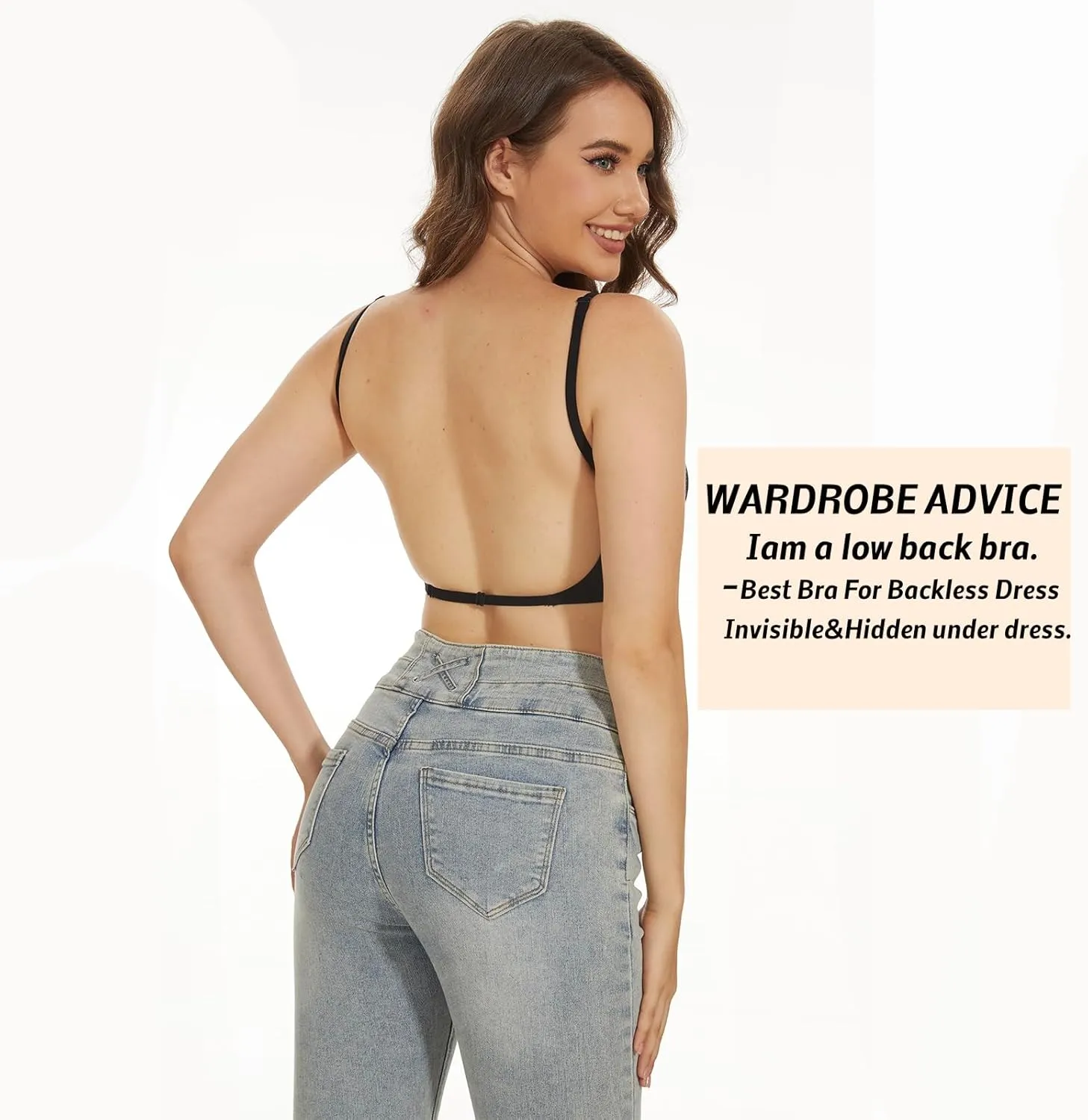 Seamless Low Back Bra,Convertible Multiway Backless Halter Bra with Removeable Padding Wirefree Bralette for Women
