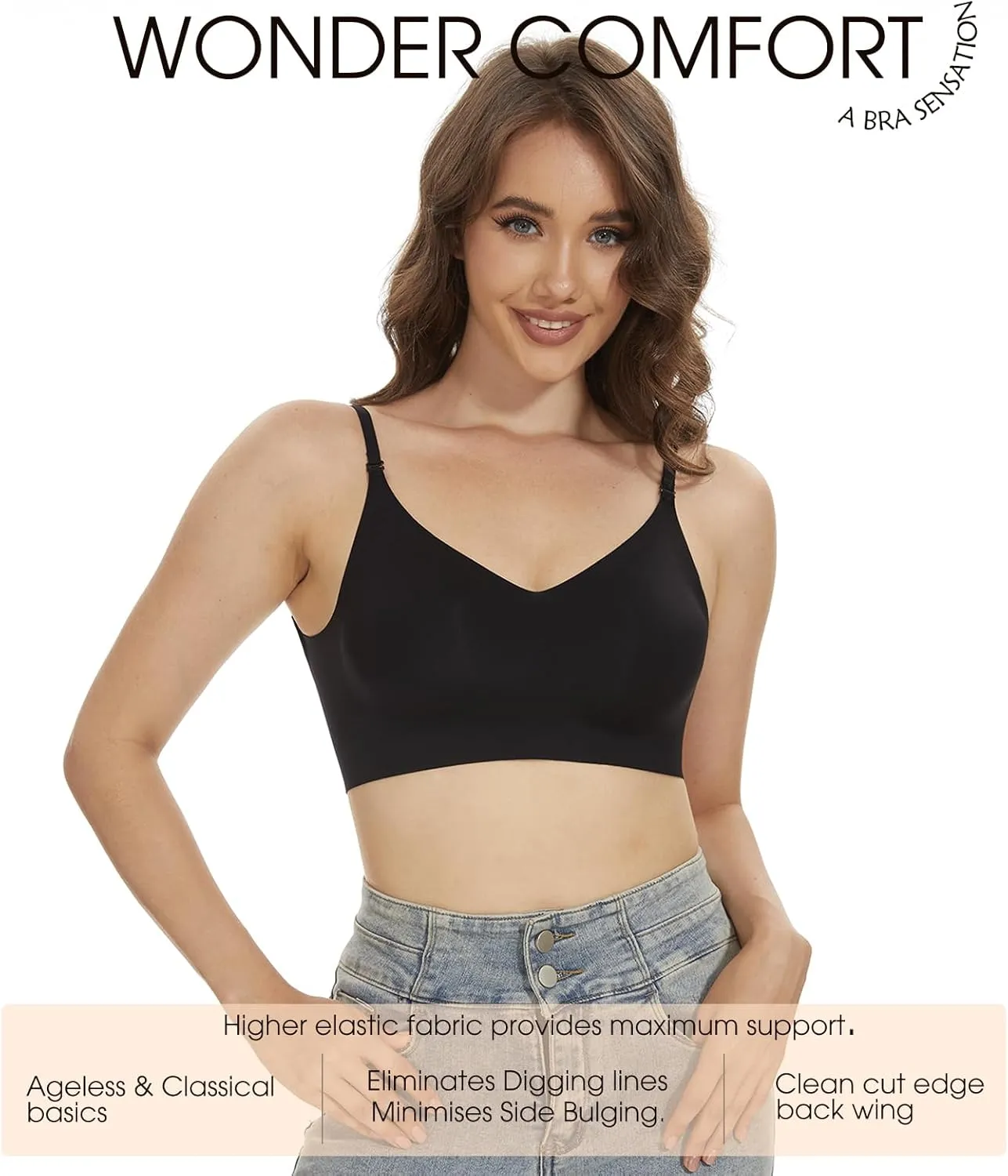 Seamless Low Back Bra,Convertible Multiway Backless Halter Bra with Removeable Padding Wirefree Bralette for Women