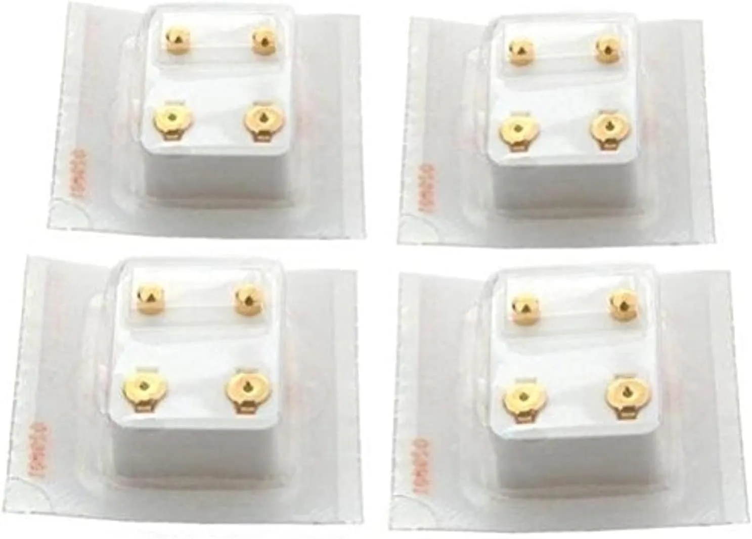 Set Of 4 Pairs 24k Gold Earrings Plated Ball Stud Piercing Jewelry