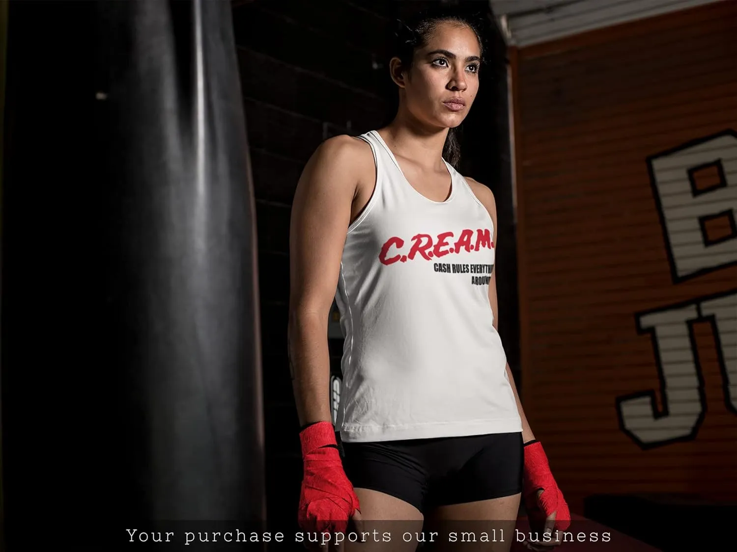 ShirtBANC Motivational Cream Racerback Tank Top - Legendary Hip Hop Active Wear