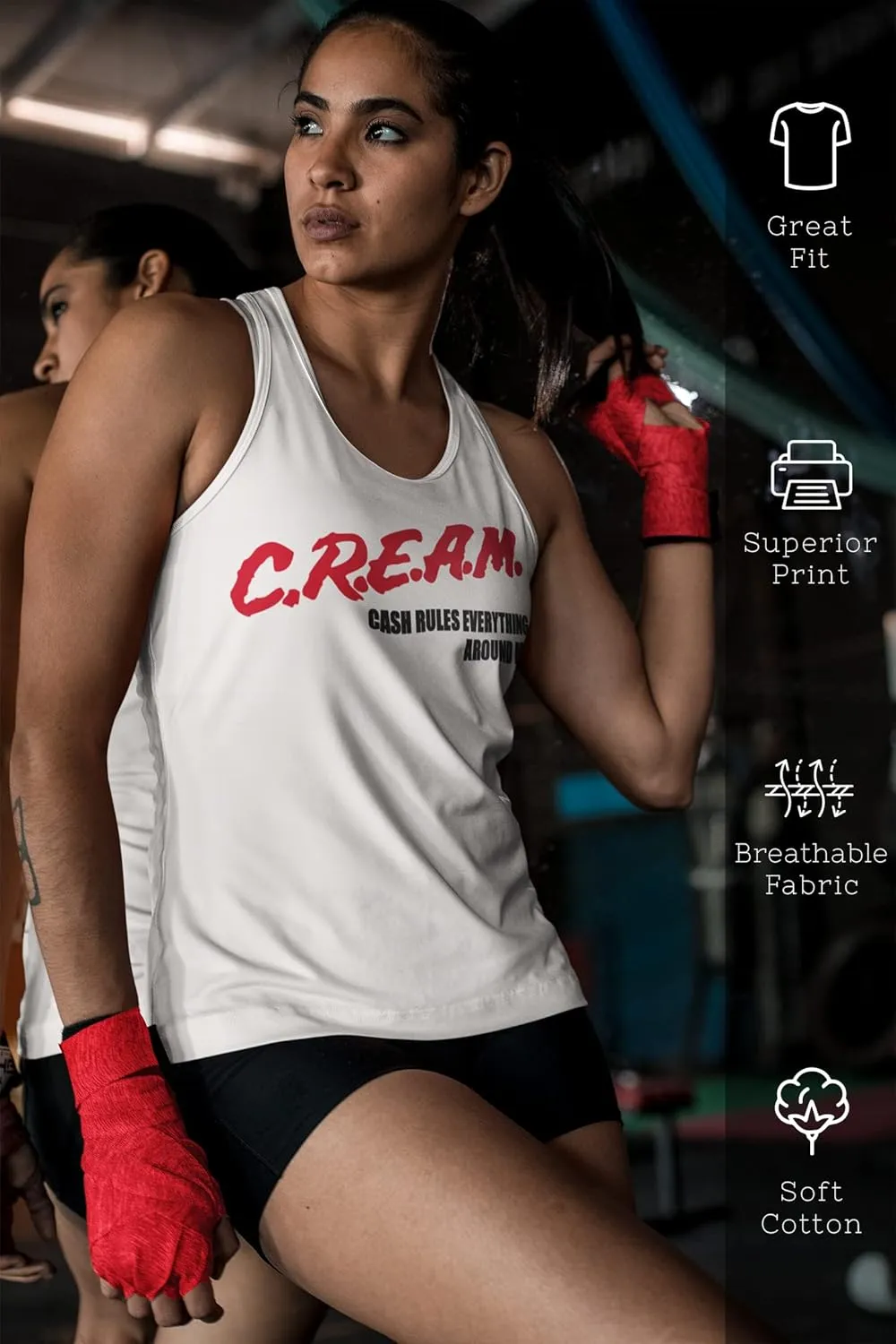 ShirtBANC Motivational Cream Racerback Tank Top - Legendary Hip Hop Active Wear