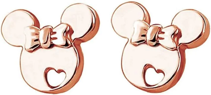 silver earrings for girls, rose gold plated 925 Sterling Silver small tiny cute Mouse stud earrings for women girls kids, birthday Gift