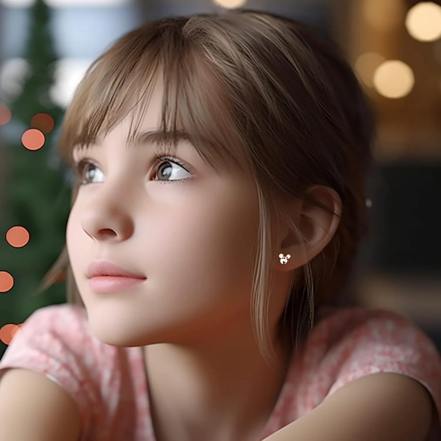 silver earrings for girls, rose gold plated 925 Sterling Silver small tiny cute Mouse stud earrings for women girls kids, birthday Gift
