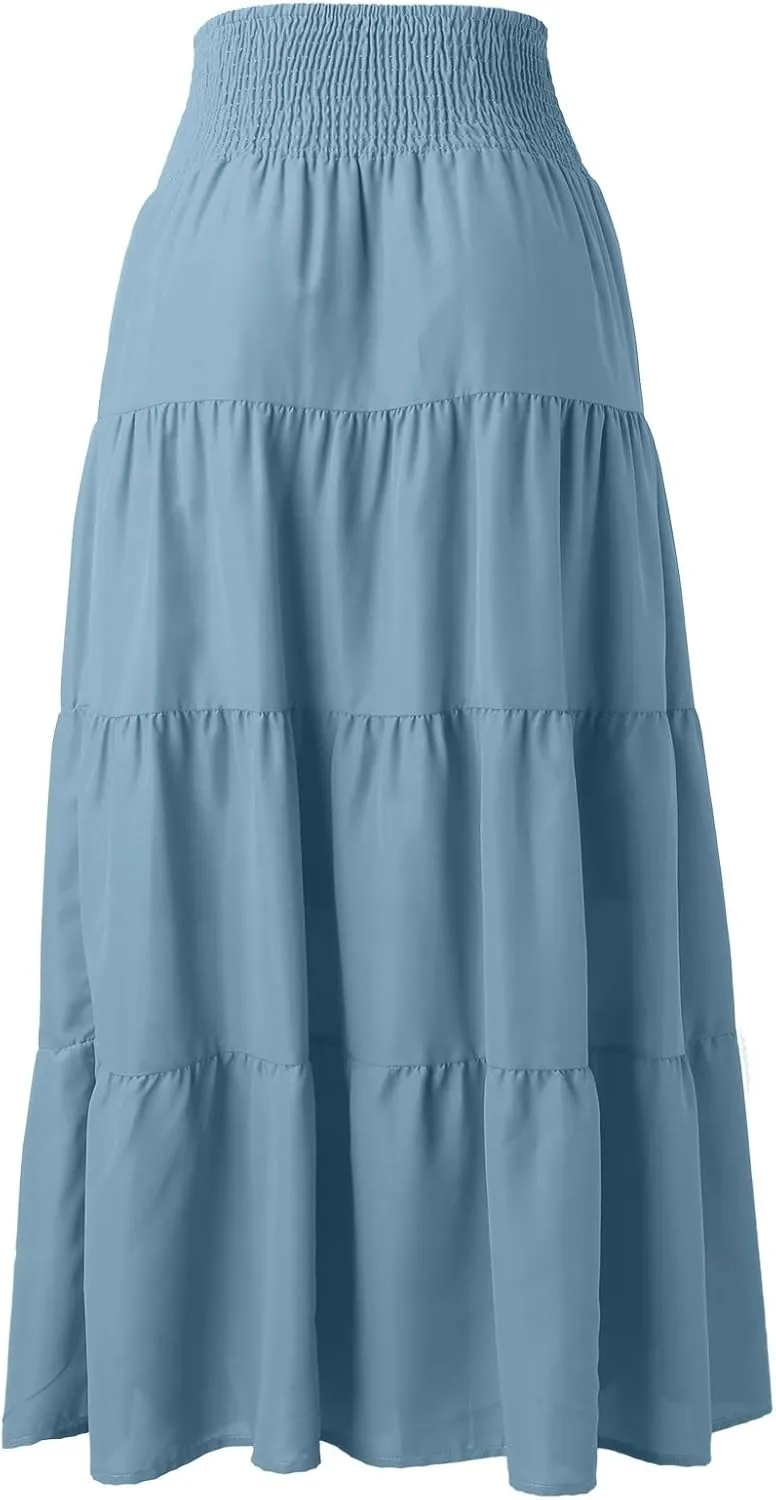 Skirts for Women Trendy High Waist Skirt Long Skirts Elegant Flowy A-line Flared Midi Skirt Maternity Pencil