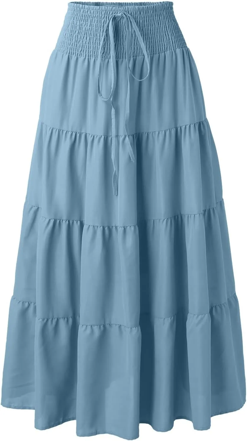 Skirts for Women Trendy High Waist Skirt Long Skirts Elegant Flowy A-line Flared Midi Skirt Maternity Pencil