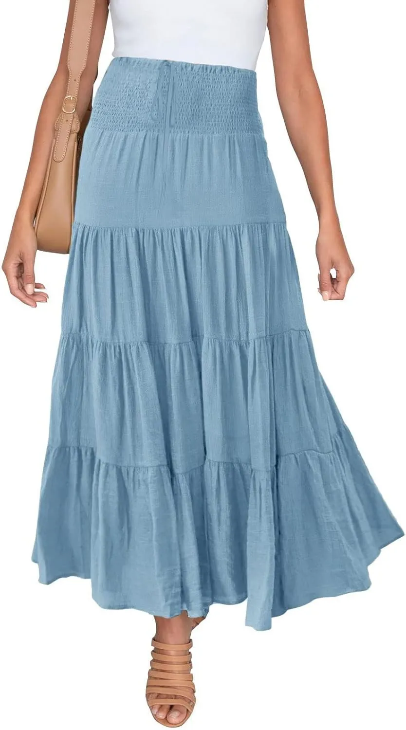 Skirts for Women Trendy High Waist Skirt Long Skirts Elegant Flowy A-line Flared Midi Skirt Maternity Pencil