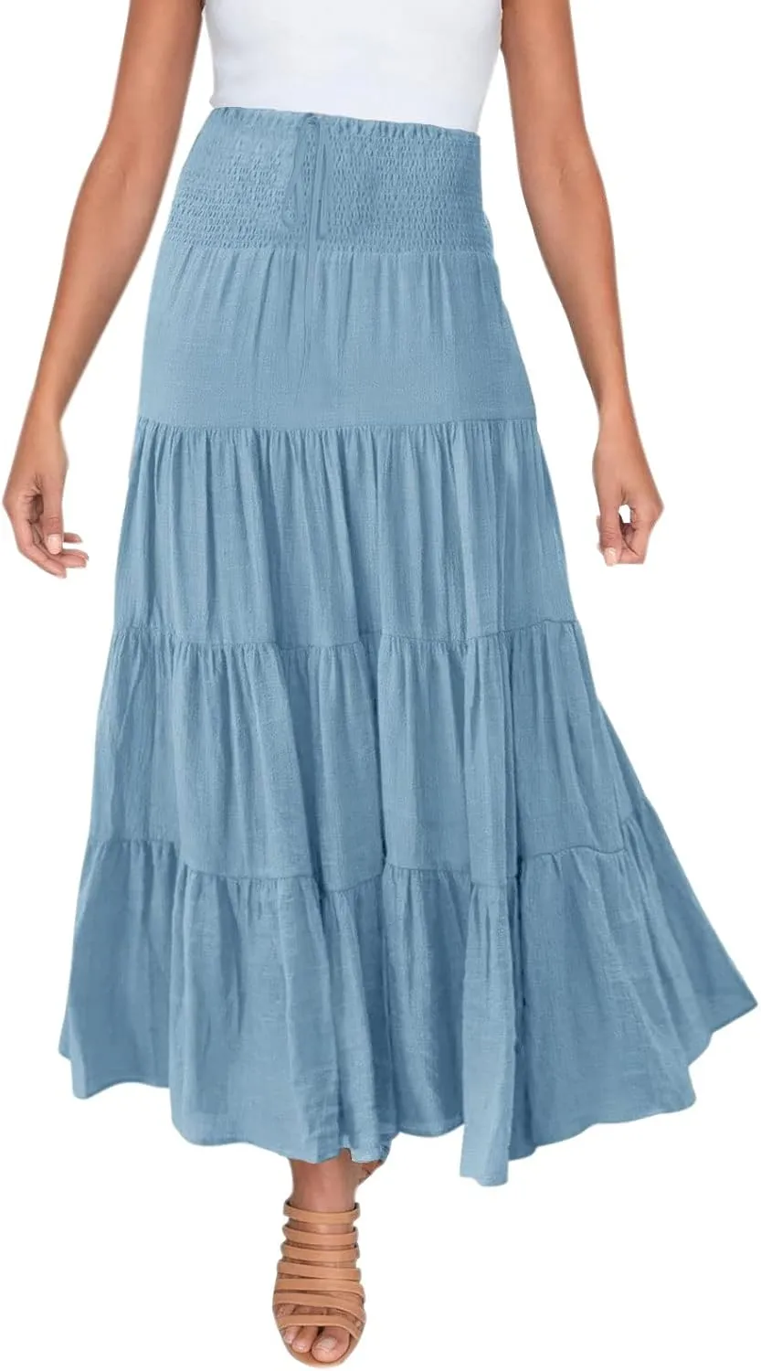 Skirts for Women Trendy High Waist Skirt Long Skirts Elegant Flowy A-line Flared Midi Skirt Maternity Pencil