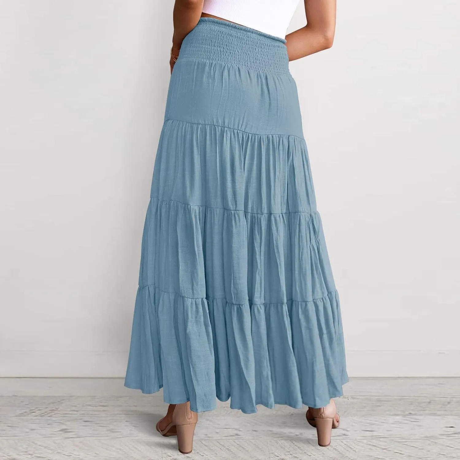 Skirts for Women Trendy High Waist Skirt Long Skirts Elegant Flowy A-line Flared Midi Skirt Maternity Pencil
