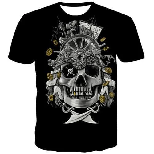 Skull T-shirt Men Military Tshirts Casual Metal Tshirts Cool Hip Hop Tshirt Printed Punk Rock T-shirts 3d Short Sleeve T shirts