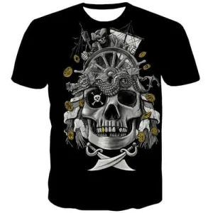 Skull T-shirt Men Military Tshirts Casual Metal Tshirts Cool Hip Hop Tshirt Printed Punk Rock T-shirts 3d Short Sleeve T shirts